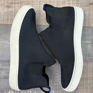 Rothy's Black Ankle Booties with White Soles